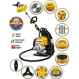 Resim Dragro German Drg-10 + Sırt Tipi Benzinli Ot Çalı Çim Biçme Tırpanı + Full Set Hediyeli S 