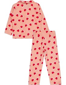 Resim Civil Girls Kalp Desenli 10-13 Yaş Pijama Takımı - Pudra - Somon / 11-12 Yaş 