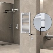 Resim Radiva Haiti Elektrikli Havlupan 300 Watt 500X1000 Düz Beyaz (Oned On/off Termostatlı) Sağ 