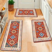 Resim 3'lü Polyester Kadife Kapı Paspas Seti, Kaymaz, Emici, Makinede Yıkanabilir Dikdörtgen Halılar Yatak Odası, Oturma Odası, Mutfak, Çamaşır Odası ve Banyo İçin - 40x60cm, 40x120cm, 60x180cm Boyutlarını İçerir 