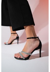 Resim Luvishoes Laredo Siyah Rugan Taşlı Kadın Platform Topuklu Abiye Ayakkabı 