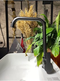 Resim İSAOĞLU YAPI Mat Siyah Mutfak Bataryası Siyah Evye Musluğu Siyah Mutfak Muslugu 5 Yıl Garantili Premium Design 
