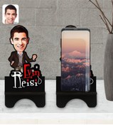 Resim Bk Gift Kişiye Özel Evin Reisi Karikatürlü Ahşap Biblo Telefon Standı-2 