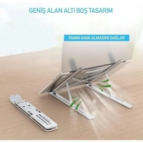 Resim Nacario Metal Laptop Tablet iPad Dizüstü Bilgisayar Standı 7-17.3 Inç Tüm Cihazlar Için 7 Seviye Yükseklik Ayarı Taşınabilir Kaymaz Laptop Yükseltici Havalandırmalı Soğutma Katlanabilir Masaüstü Standı 
