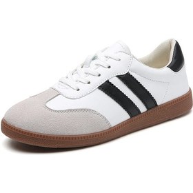 Resim Kadın Sonbahar Trendi Günlük Ayakkabılar Rahat Ve Çok Yönlü Düz Ayakkabı Açık White And Black 35 White And Black Beyaz - Siyah 