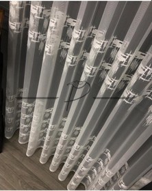 Resim Tül Perde Brillant Marka Fırça Desen 2 Sıra Sedef Sim Işleme Ekru 