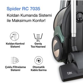 Resim Fakir Spider RC 7035 Matte Green 899W Toz Torbasız Elektrikli Süpürge 