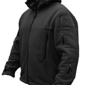 Resim Erkek polar ceket, sonbahar kış dış mekan sıcaklığı, tam fermuarlı kapüşonlu rüzgar geçirmez mont, rahat düz renkli termal astarlı hoodie, çoklu cepli 