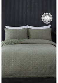Resim Evlen Home %100 Pamuk Çift Kişilik Özel Taş Yıkama Yatak Örtüsü Barbara 3 Parça Yumuşak Modern Yeşil 