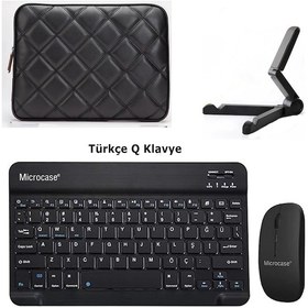 Resim Microcase Apple Uyumlu iPad Air 11 M3 2025 Tablet İçin Çanta+türkçe Bluetooth Klavye+mouse+tablet Standı-al8124 Omuz Çantası 
