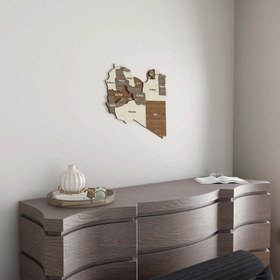 Resim Libya Haritası - Ahşap Çok Katmanlı Modern Duvar Dekoru - 60 x 56 cm 