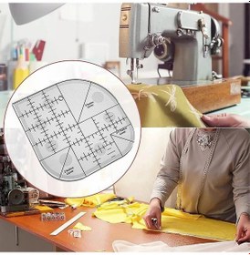 Resim Geeksen Kavisli Köşe Kesici Cetvel, Dikiş Patchwork Cetveli Dikiş Şablonu Patchwork Aracı Plastik Cetvel 