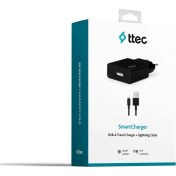 Resim Ttec Smartcharger 2.1A Seyahat Şarj Aleti + Lightning Kablo 2 Yıl Garantili 