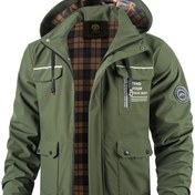 Resim Erkekler İçin Hafif Rüzgar Geçirmez Ceket - Çıkarılabilir Kapüşonlu, Nefes Alabilen Outdoor Spor Montu, Çok Cepli ve Fermuarlı Kapatma, Canlı Kırmızı Renkli Yürüyüş, Koşu, Kamp (İlkbahar/Sonbahar), Amerikan Bayrağı Deseni, Dayanıklı Yüksek Kalite, Aktif Erkeklere Özel Dış Giyim, Günlük Kullanım, Outdoor Mont 