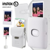 Resim Instax Mini Link 2 Beyaz Yazıcı - 20'li Mini Film Deri Kılıf Albüm Çerçeve Ve Kıskaçlı Stand Fujifilm