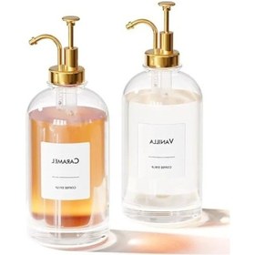 Resim 2'li 500 Ml Cam Sıvı Sabunluk Seti - Şık Tasarım, Krom Başlık, Çok Amaçlı Kullanım 12 Izgara 