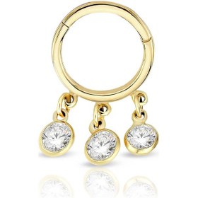 Resim Lilarote Sallantılı Üç Taşlı Altın Helix Piercing 