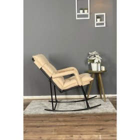 Resim Hmplast Sallanır Sandalye & Dinlenme Koltuğu, Sallanan Sandalye, Tv Koltuğu, Yastıklı Leke Tutmaz Kumaş | Krem 