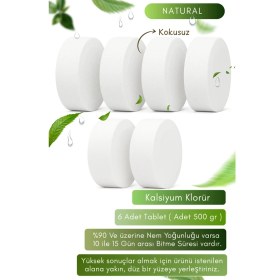 Resim Vcalla 6 Adet Natural Kokusuz, Nem Alıcı Tablet | Küf ve Rutubet Giderici | Ev, Depo 
