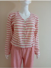 Resim Crop Kesim Çizgili Pijama Takımı Dowry Pembe 