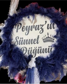 Resim GÜVEN Sosyete Shop Sünnet Kına Gecesi Tefi Lacivert Tüylü Def 32 Cm 