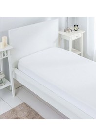 Resim Tek Kişilik Yastıklı Pikeli Yatak Nevresim Takımı Çeyiz Seti %100 Pamuk Beyaz Otel Tipi 63 Tel Beyaz 