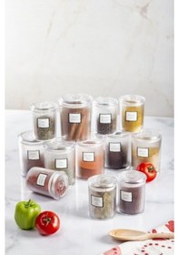 Resim 12'li Barok Yuvarlak 2 Boy Kavanoz Seti &amp Saklama Kabı &amp Erzak Kabı 6 500 Ml,6 250 Ml Şeffaf 
