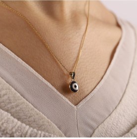 Resim 14 Ayar Nazarlık Altın Kolye Mine Minimal N11.5367 