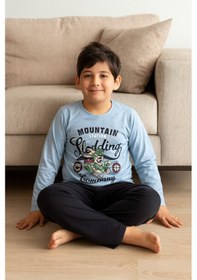Resim Erkek Çocuk Pijama Takımı %100 Pamuk Çok Renkli 