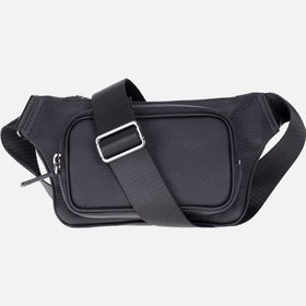 Resim BloomBag Noir Black Hakiki Deri Crossbody Belt Bag 