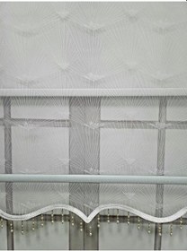 Resim Bbb Desenli Boncuklu Çift Mekanizmalı Tül Stor Perde Beyaz Ts1095b Beyaz 