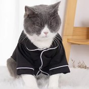 Resim Sevimli Evcil Hayvan Kıyafetleri Köpek Kedi İki Bacaklı Yapay İpek Pijama 