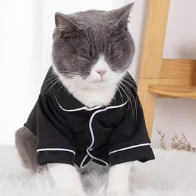Resim Sevimli Evcil Hayvan Kıyafetleri Köpek Kedi İki Bacaklı Yapay İpek Pijama 