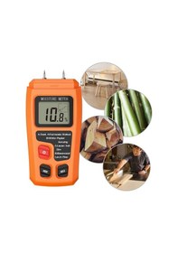 Resim Pazly Lcd Ekranlı Dijital Ahşap Nem Ölçer, 4 Ağaç Türü, Yüksek Hassasiyet, Otomatik Kapanma, Turuncu Turuncu 