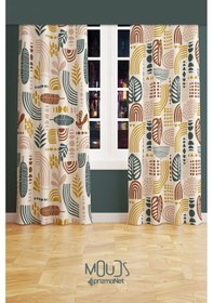 Resim Autumn Abstract Desenli Süet Oturma Odası Salon Fon Perde Ekstrafor Büzgü 2 Kanat Prd-1091 Çok Renkli 