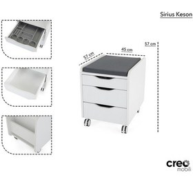 Resim Creo Mobili Çekmeceli Tekerlekli Sirius Keson Oturulabilir Ofis, Ev Komodini Antrasit/yeşil 