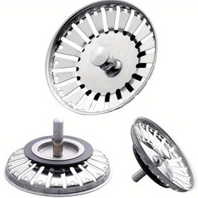Resim 1 adet 304 Paslanmaz Çelik 84mm Banyo Lavabo Süzgeci, Su Stoperi Filtre Tıpası, Mutfak Lavabo Aksesuarları, Yüksek Kaliteli Drenaj Filtresi 