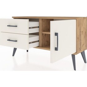 Resim Arges Şifonyer Tek Raflı 2 Çekmeceli Tek Kapaklı 88x30x48 Çam-aytaşı Aytaşı 