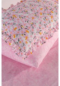 Resim Juliet Serisi Fırfırlı Çift Kişilik 6 Parça Nevresim Takımı--72 Açık Pembe 