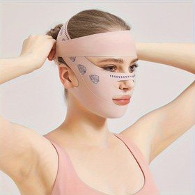 Resim Kadınlar için Yeniden Kullanılabilir V-Line Yüz Maskesi - Çift Çene Azaltma ve Boyun Kaldırma İçin Çene Askısı, Makyaj Sonrası Pürüzsüz Tasarım, Düşük Alerjili Güzellik Cihazı, Siyah Teknoloji Işığı, 4 Mevsim Kullanım 