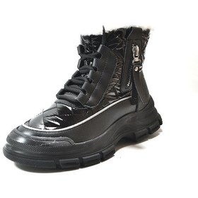 Resim Gamelu Bowl Siyah Kürklü Kaymaz Taban Kadın Kar Bot Siyah 