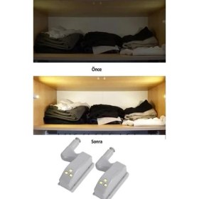 Resim Sumeno Gardrop Mutfak Dolap Içi Sensörlü LED Işık Aydınlatma 2li Menteşe Üstü Enerji Tasarruf Lamba 