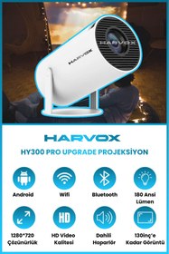 Resim HARVOX HY300 Pro Upgrade Projeksiyon Cihazı Taşınabilir Android Sistemli Wifi HDMI USB Destekli Projektör 