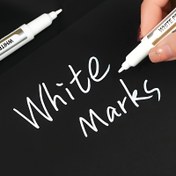 Resim 2 adet Beyaz Kalıcı Markör Kalemler, Su Geçirmez ve Solmaya Dayanıklı - Sanat, Cam, Seramik, Ahşap, Metal için İdeal - Graffiti ve Yaratıcı Projeler için Mükemmel, Sanat Malzemeleri Sanatçılar için 
