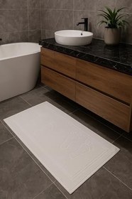 Resim LaraLisa Collection%100 Doğal Pamuk 2 Adet 50X80 Banyo Ayak Havlusu Beyaz1 Tek Ebat 