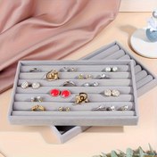 Resim 1pc Flanell Mücevher Organizer Tepsisi - Küpe, Yüzük ve Kolye Depolama Gösterim Kutusu Yatak Odası Giysi Odası için, Şık Büyük Kapasiteli Mücevher Tutucu, Her Gün Kullanım için İdeal Hediye, Mücevher Yapımı Gösterim ve Ambalaj Malzemeleri, Boncuk ve Mücevher Yapımı 