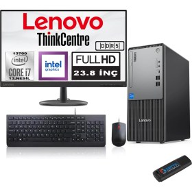 Resim Lenovo Thinkcentre Neo 50T Gen5 Intel Core I7 13700 32GB Ddr5 4tb SSD 23.8 Inç Monitör Freedos Intel UHD 770 2412UB000LTRF15+ZETTA Flash Bellek 