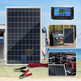 Resim 1pc 10W Tek Kristal Güneş Paneli Seti, Kontrolör Seçenekleri ile 60A/80A/100A, 12V-18V-24V Çıkış, Güç Bankaları, Kamp, Yürüyüş, Araçlar, Tekne, Telefonlar, Sokak Lambaları, Güvenlik, Evcil Hayvan Barınakları için USB Güneş Şarj Cihazı - Sökülebilir Fotonik Modül, Güneş Enerjili, Batarya Dahil Değil 