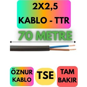 Resim Öznur 2x2,5 Ttr Kablo Siyah Metre Seçenekli - 70 Metre 