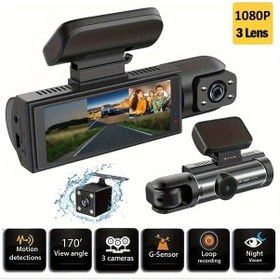 Resim Motion003 D50s 3 Kanallı Araç Kamerası 1080p Ön 720p İç Ve Arka Görüş 24h Park Modu 